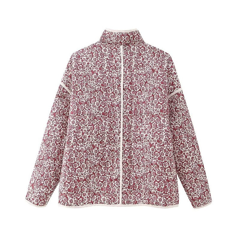 Women’s Quilted Floral Jacket with Patch Pockets
