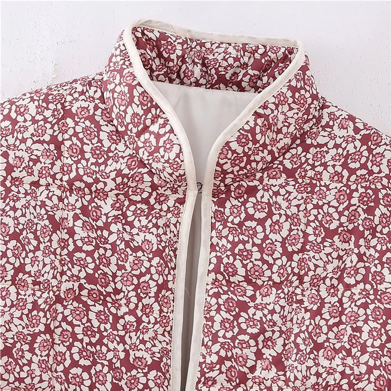 Women’s Quilted Floral Jacket with Patch Pockets