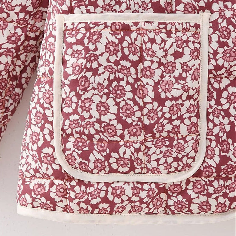 Women’s Quilted Floral Jacket with Patch Pockets