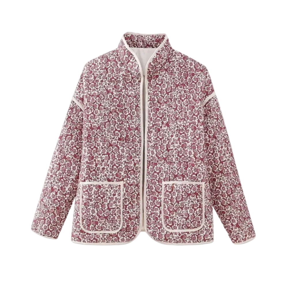 Women’s Quilted Floral Jacket with Patch Pockets