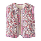 Women’s Quilted Floral Print Vest