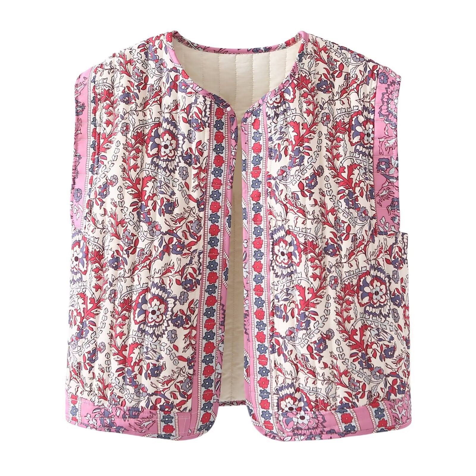 Women’s Quilted Floral Print Vest