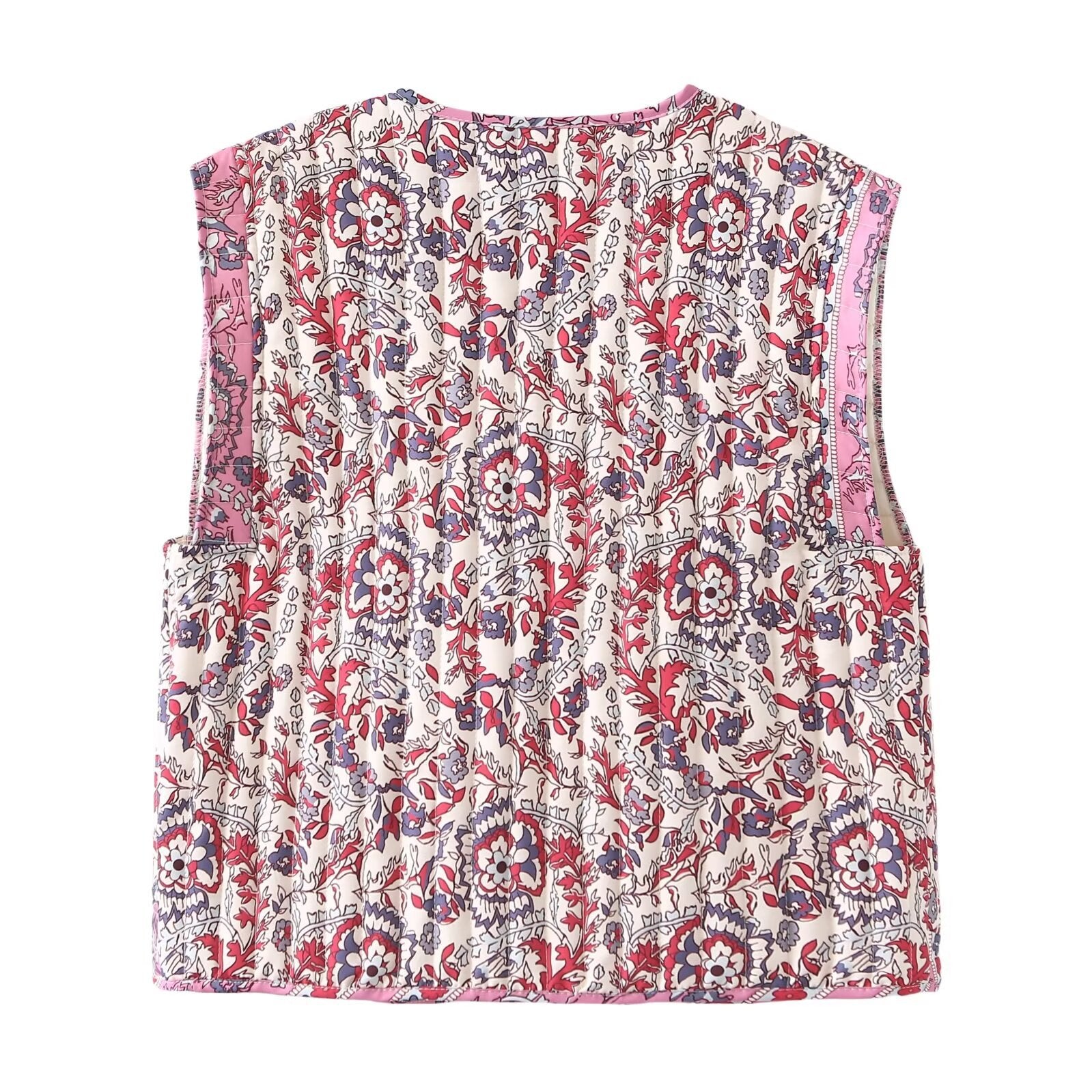 Women’s Quilted Floral Print Vest