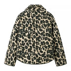 Women’s Quilted Leopard Print Jacket with Patch Pockets