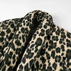 Women’s Quilted Leopard Print Jacket with Patch Pockets