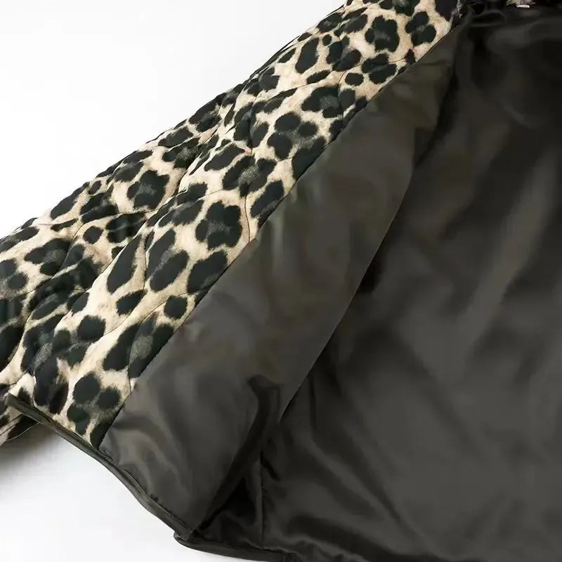 Women’s Quilted Leopard Print Jacket with Patch Pockets