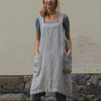 Women’s Linen Apron Dress with Patch Pockets