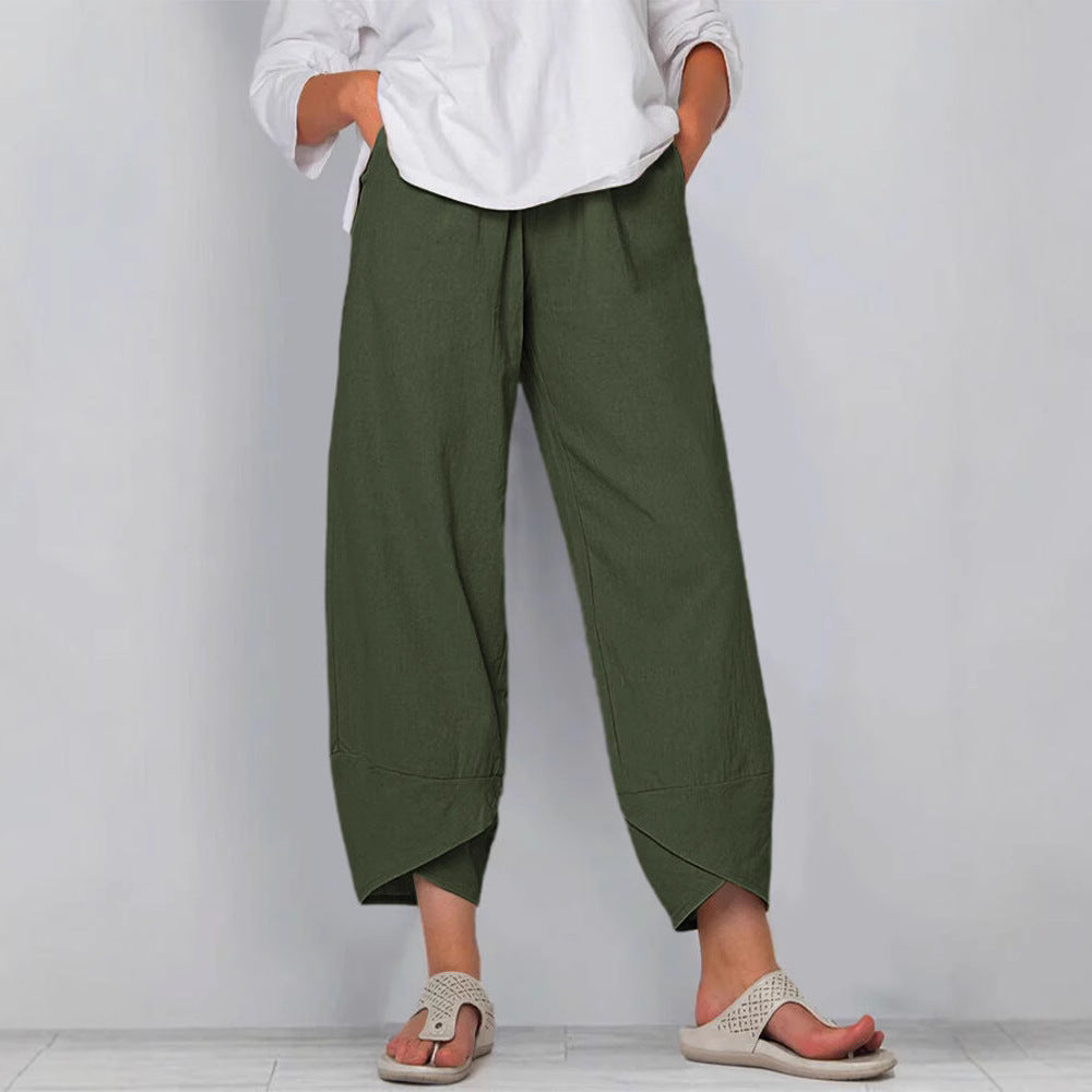 Women’s Linen High Waist Wide Leg Tulip Pants