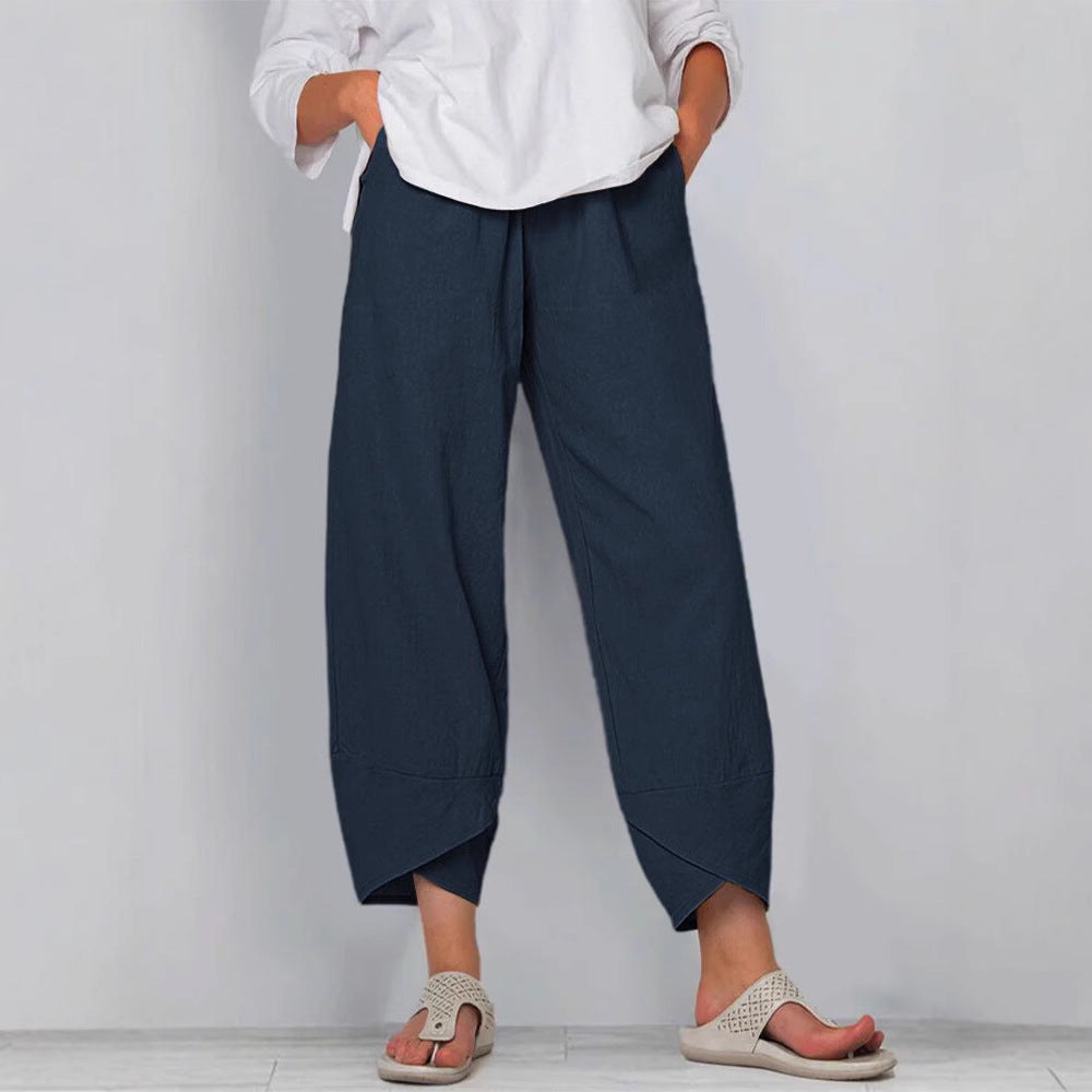 Women’s Linen High Waist Wide Leg Tulip Pants