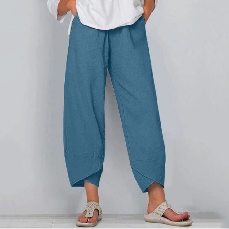 Women’s Linen High Waist Wide Leg Tulip Pants