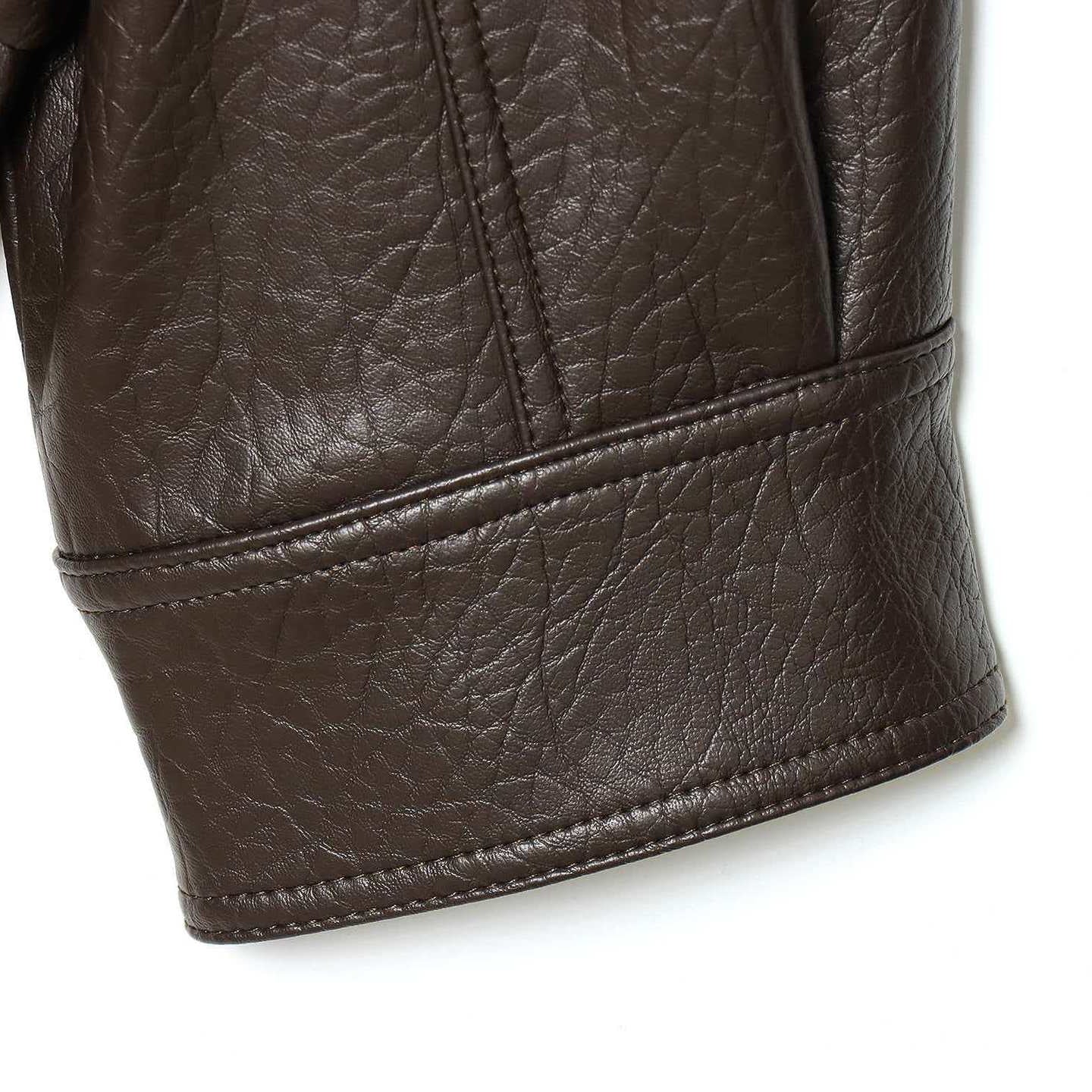 Women’s Loose PU Leather Jacket with Removable Faux Fur Collar