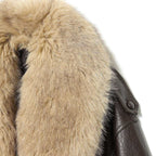 Women’s Loose PU Leather Jacket with Removable Faux Fur Collar