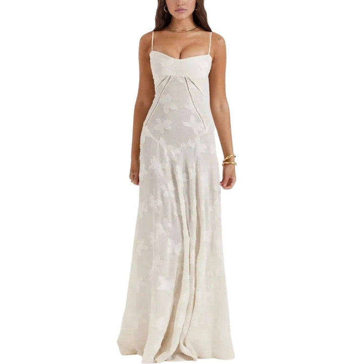 Women’s Mesh Maxi Dress with Spaghetti Straps