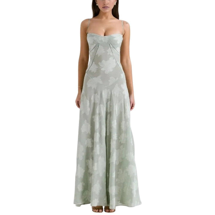 Women’s Mesh Maxi Dress with Spaghetti Straps