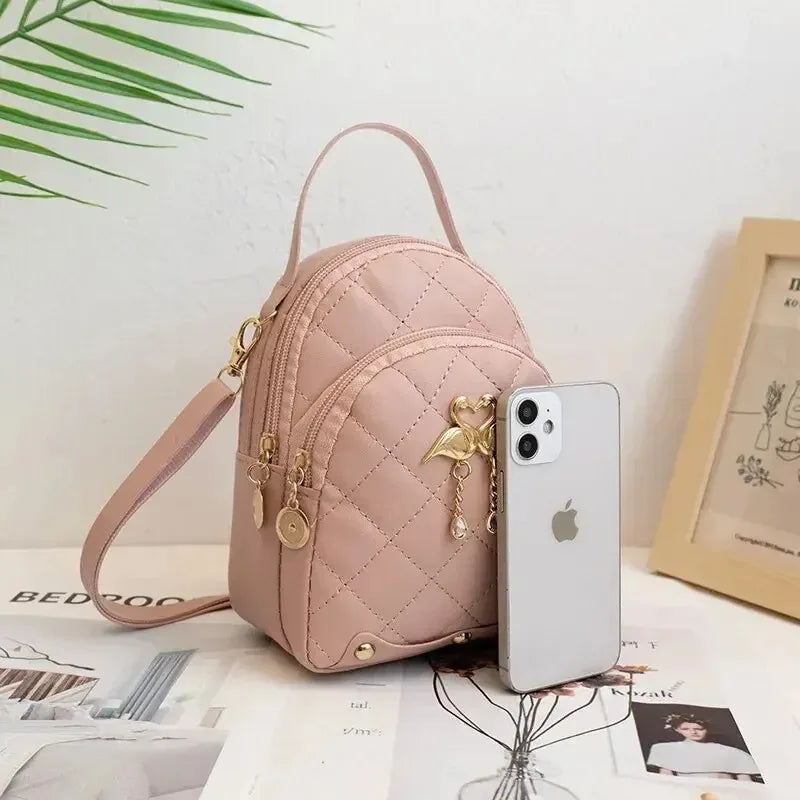 Women’s Mini Quilted Backpack Phone Bag