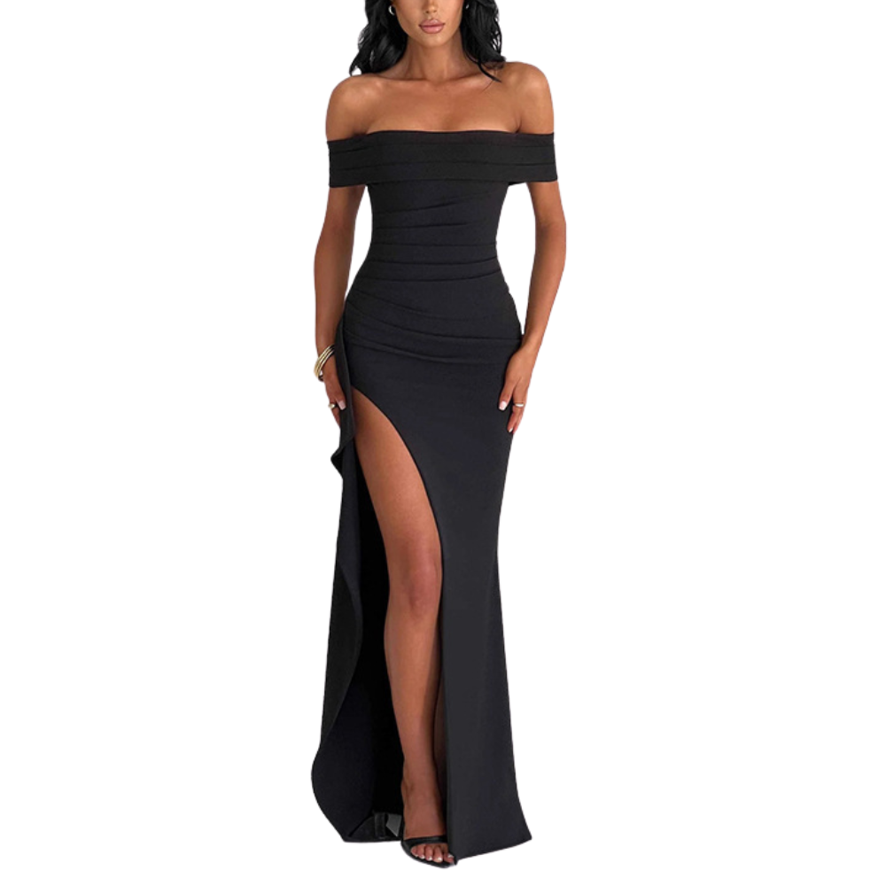Women’s Off Shoulder Maxi Dress with Side Slit