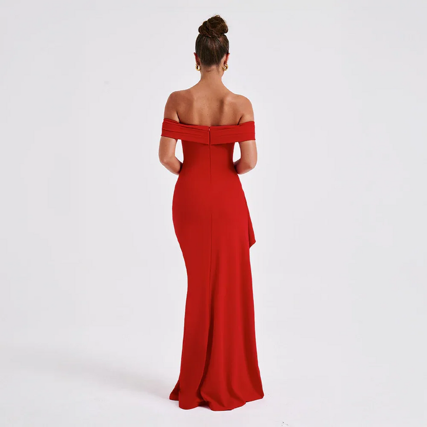 Women’s Off Shoulder Maxi Dress with Side Slit
