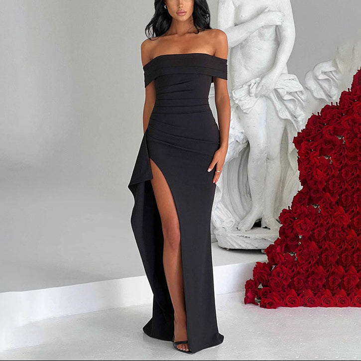 Women’s Off Shoulder Maxi Dress with Side Slit
