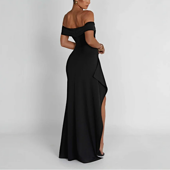Women’s Off Shoulder Maxi Dress with Side Slit