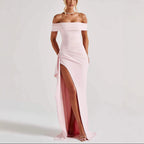 Women’s Off Shoulder Maxi Dress with Side Slit