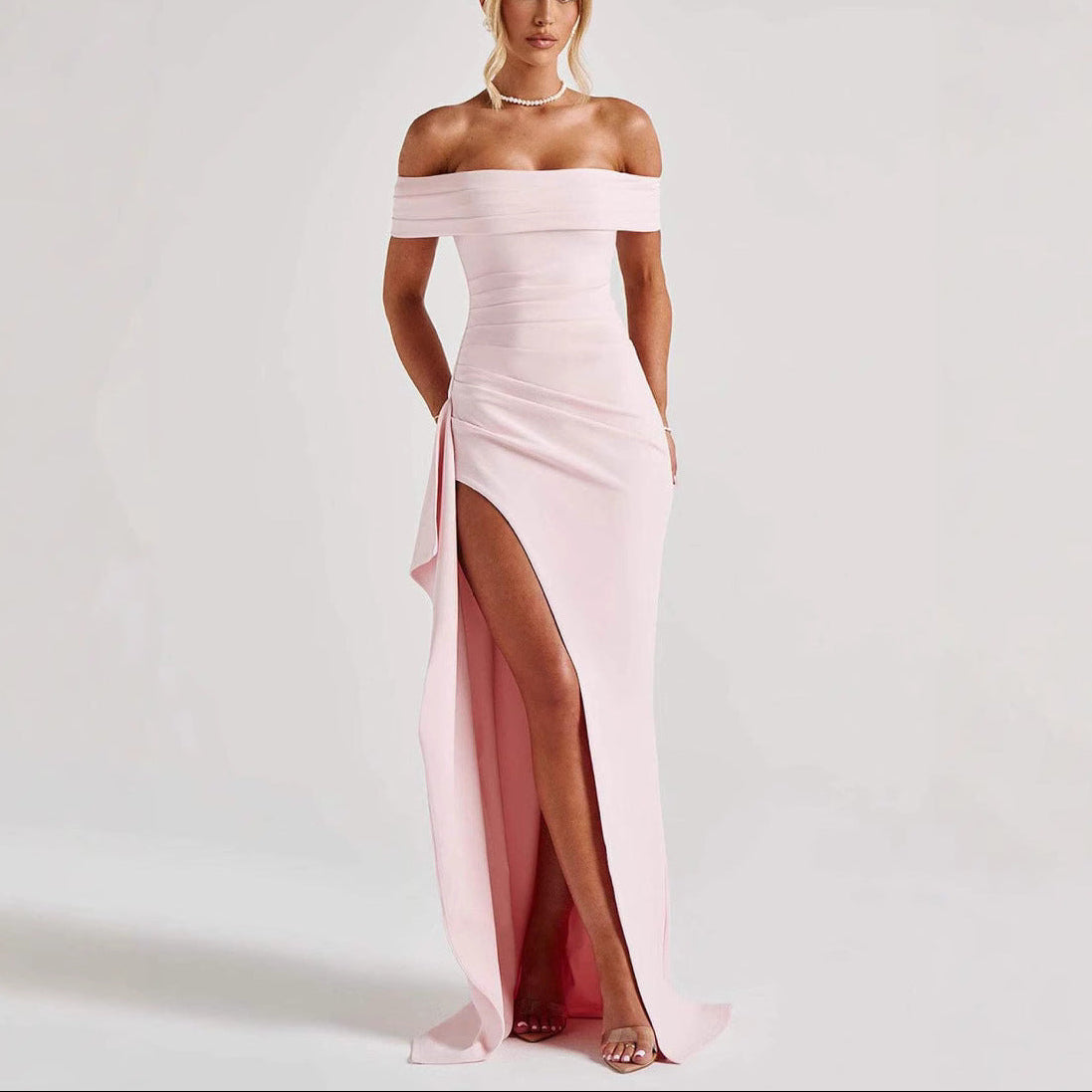 Women’s Off Shoulder Maxi Dress with Side Slit