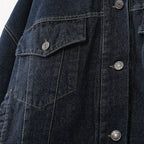 Women’s Dark Wash Denim Jacket with Turn-Up Cuffs
