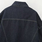 Women’s Dark Wash Denim Jacket with Turn-Up Cuffs