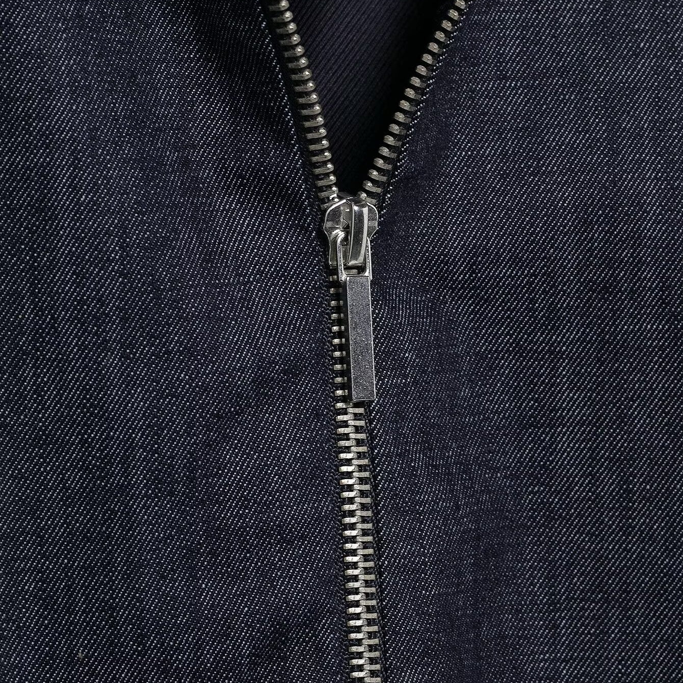 Women’s Oversized Denim Bomber Jacket with Zip Front