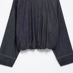 Women’s Oversized Denim Bomber Jacket with Zip Front