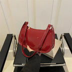 Women’s Patent Shoulder Bag with Zip Closure