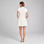 Women’s Pearl Detail Mini Dress with Short Sleeves