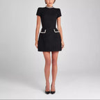 Women’s Pearl Detail Mini Dress with Short Sleeves