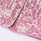 Women’s Pink Quilted Jacket with Floral Print