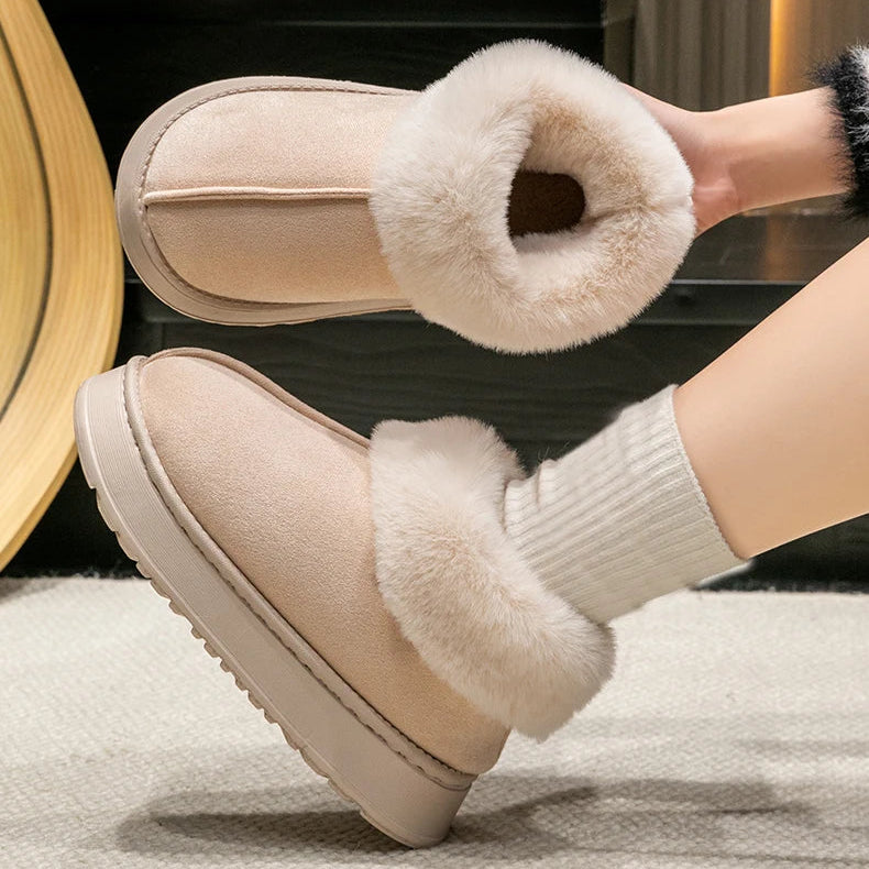 Women’s Plush Collar Slip-On Ankle Boots