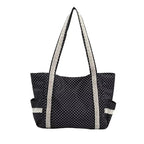 Women’s Polka Dot Canvas Shoulder Tote Bag with Multiple Pockets