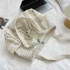 Women’s Polka Dot Canvas Shoulder Tote Bag with Multiple Pockets