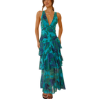 Women’s Printed Summer Tiered Ruffle Maxi Dress