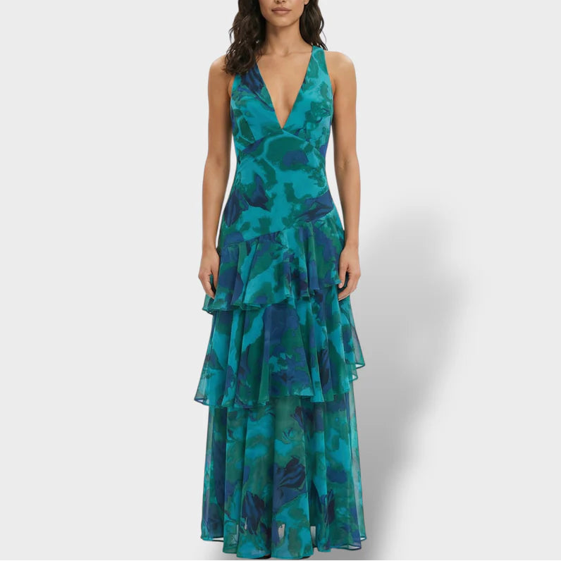 Women’s Printed Summer Tiered Ruffle Maxi Dress