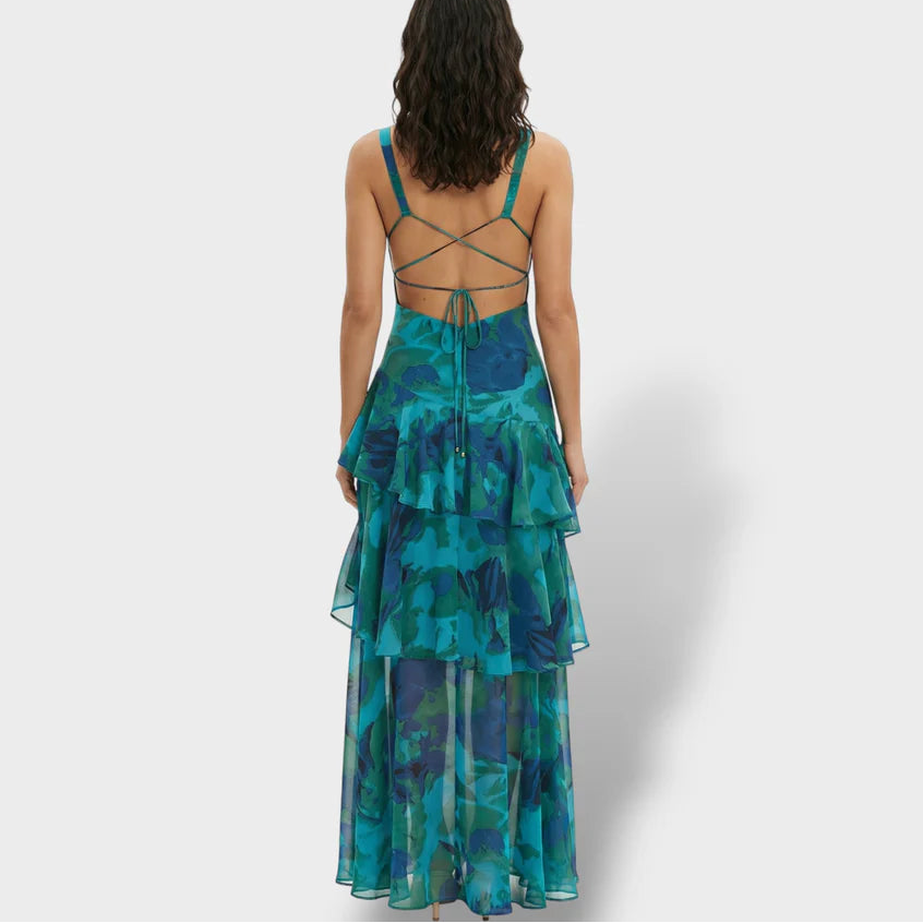 Women’s Printed Summer Tiered Ruffle Maxi Dress