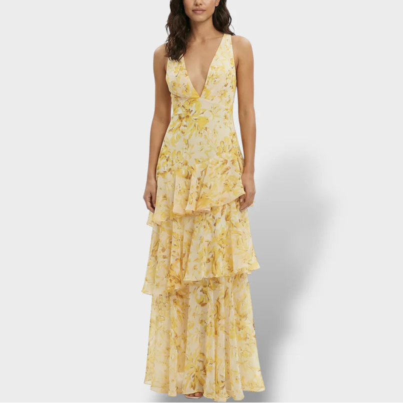Women’s Printed Summer Tiered Ruffle Maxi Dress