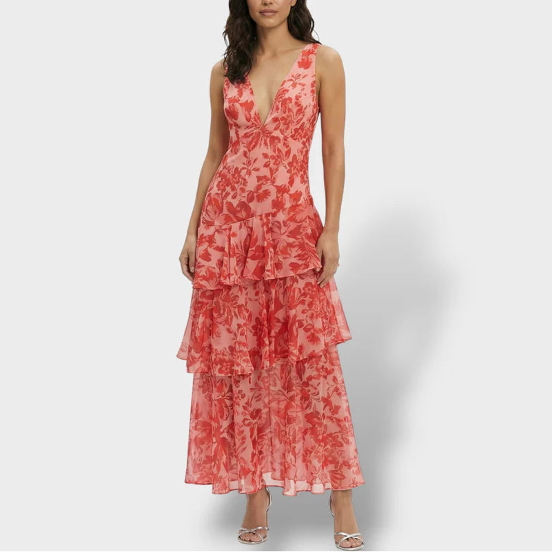 Women’s Printed Summer Tiered Ruffle Maxi Dress