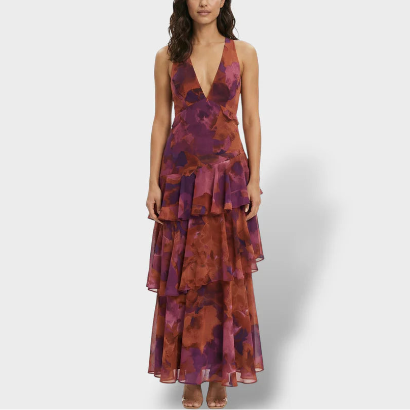 Women’s Printed Summer Tiered Ruffle Maxi Dress