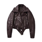Women’s PU Leather Cropped Biker Style Jacket