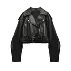 Women’s PU Leather Cropped Biker Style Jacket