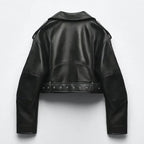 Women’s PU Leather Cropped Biker Style Jacket
