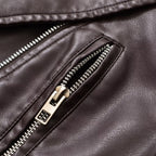 Women’s PU Leather Cropped Biker Style Jacket