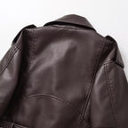 Women’s PU Leather Cropped Biker Style Jacket