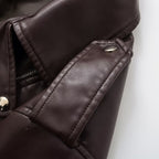 Women’s PU Leather Cropped Biker Style Jacket
