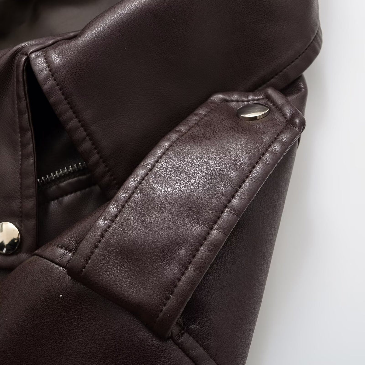 Women’s PU Leather Cropped Biker Style Jacket