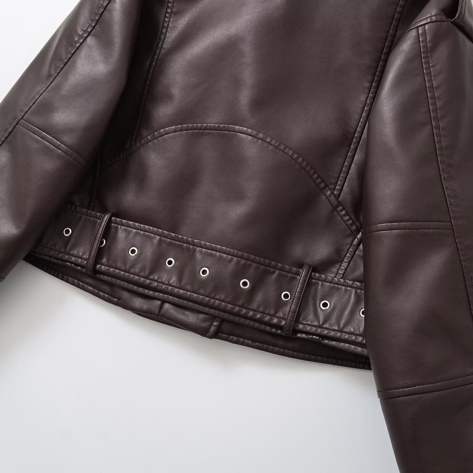 Women’s PU Leather Cropped Biker Style Jacket